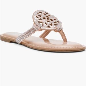 DV by Dolce Vita Gotie Rhinestone Strap Thong Sandal Women’s Size 7.5 Nude